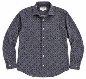 Eton Contemporary Fit Men’s XL 44/17.5 Navy Geometric Cotton Dress Shirt